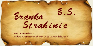 Branko Strahinić vizit kartica